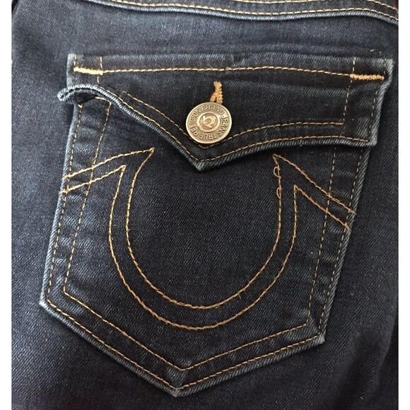 TRUE RELIGION Cora Jean Women 27 x 33 Tall Straight Slim Stretch Dark Blue Denim - Picture 15 of 15